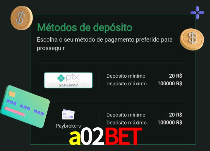 O cassino a02bet oferece uma grande variedade de métodos de pagamento